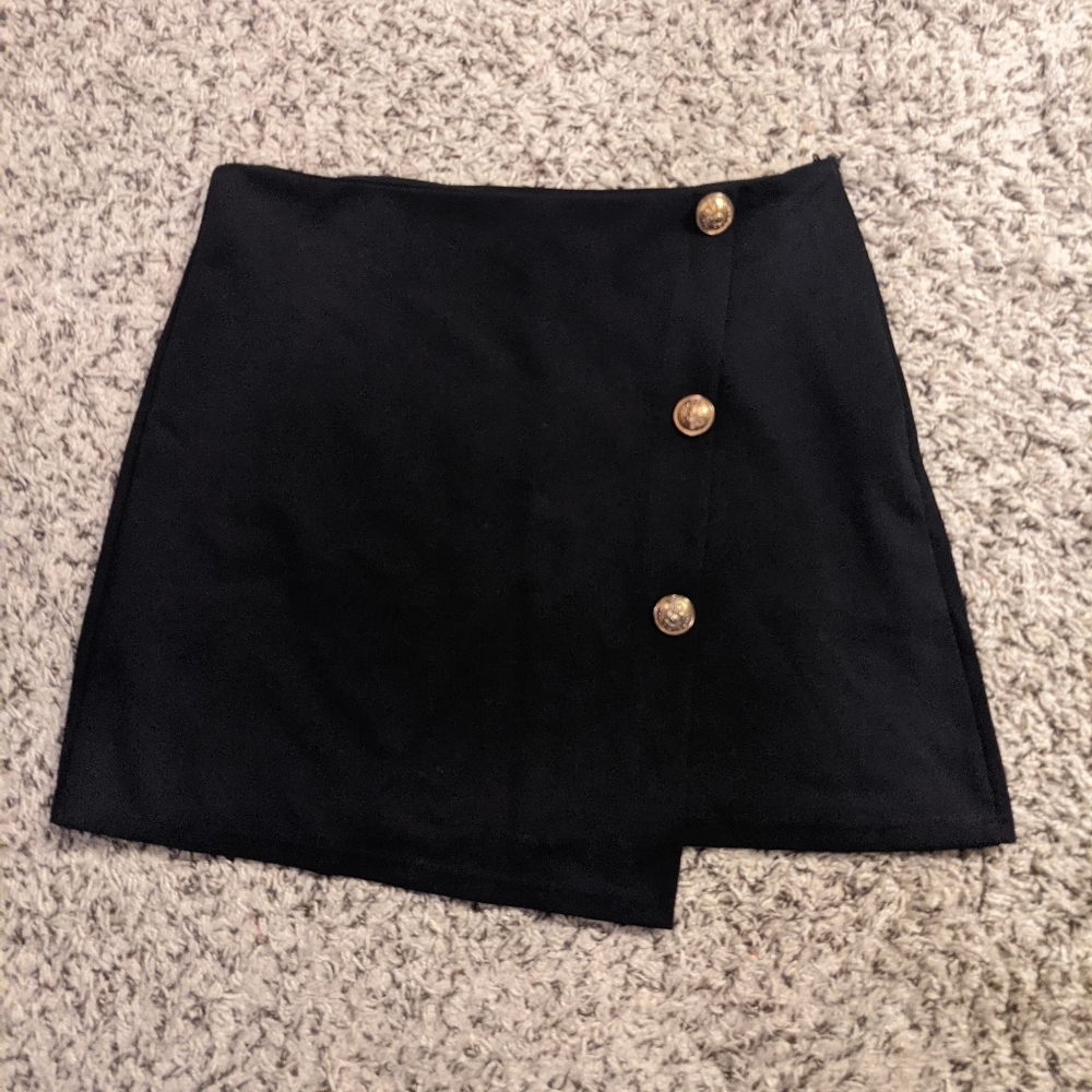 NEW Black Skirt with Luxe Gold Buttons